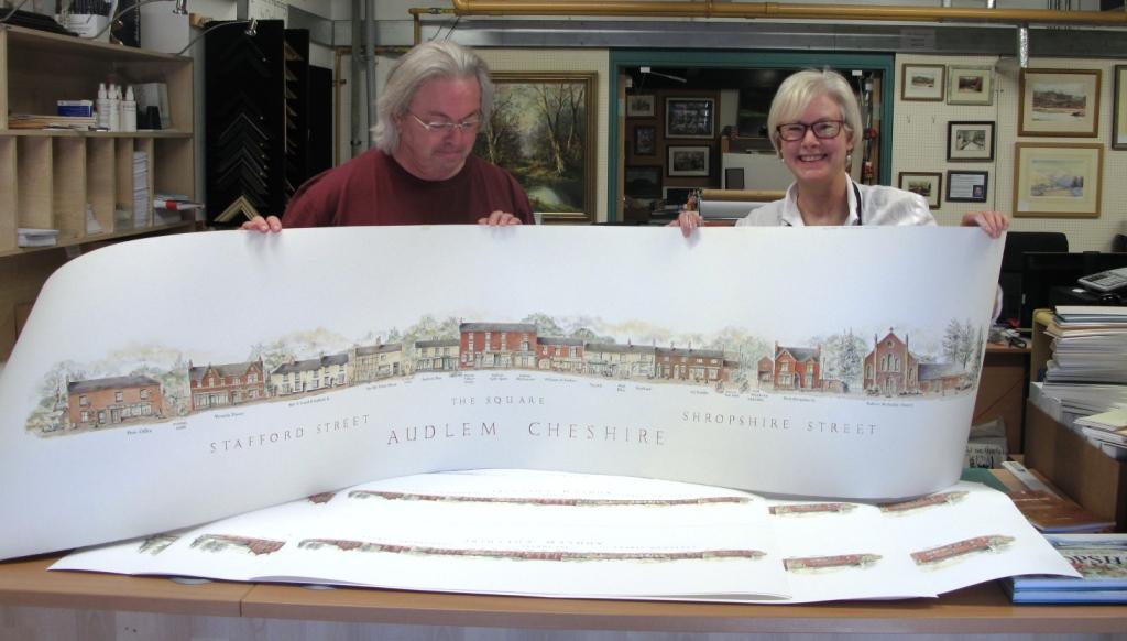 Audlem drawing at the printers