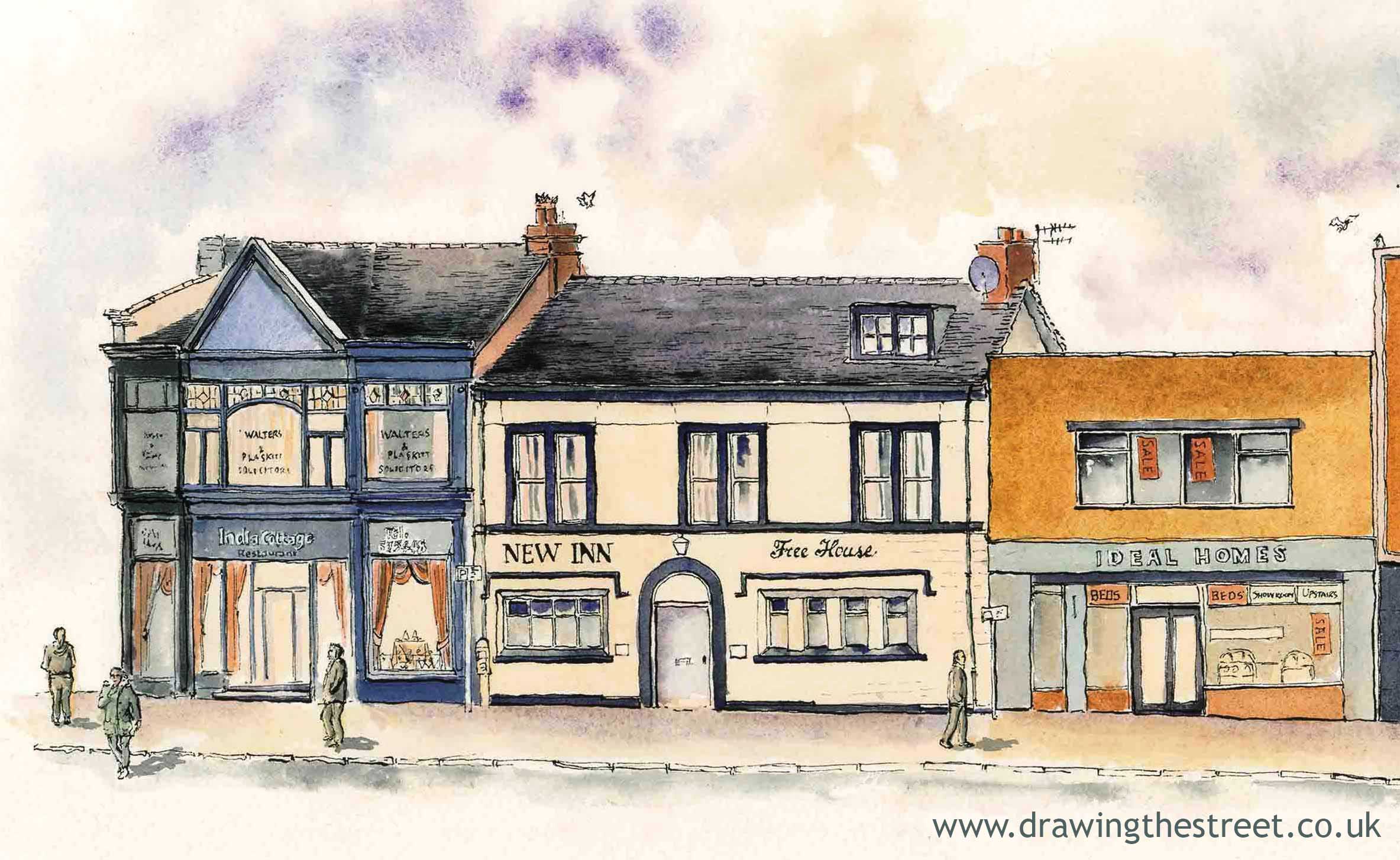 pen ink and egg tempera wash architectural drawings