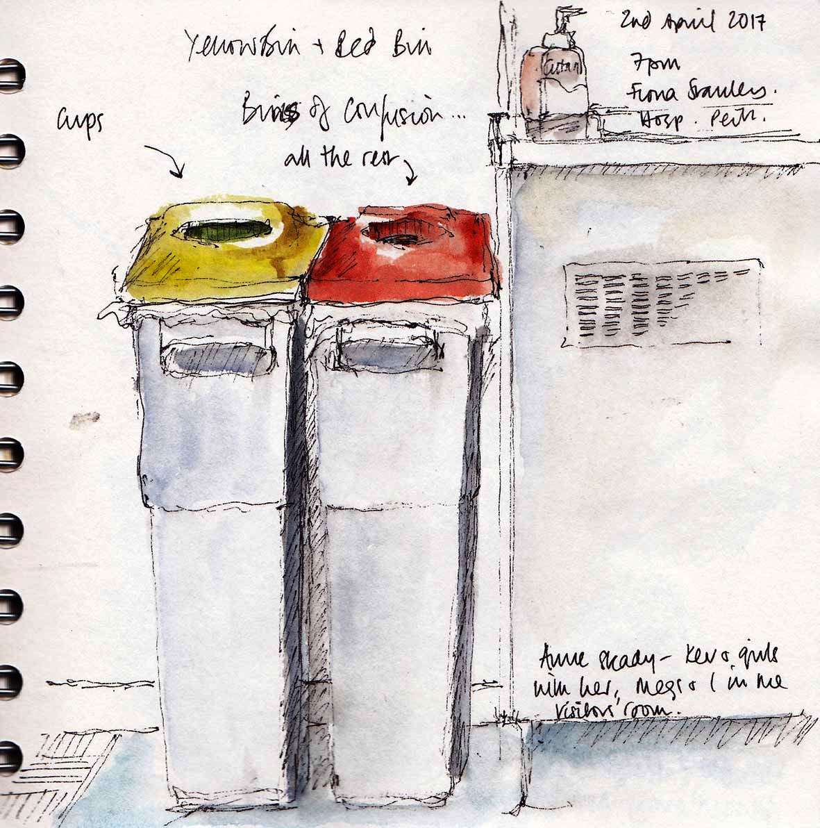 bins in visitors room fiona stanley