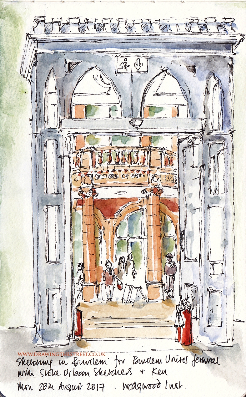 sketch of Burslem School of Art from the Wedgwood Institute