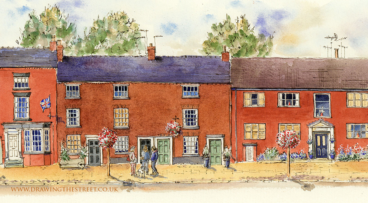 pen and ink drawing of Eccleshall by Ronnie Cruwys