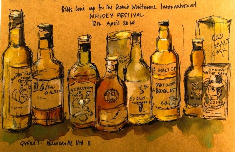 sketch of whisky festival by Ronnie Cruwys